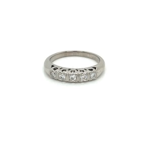 Vintage 14k white gold 5 diamond wedding band