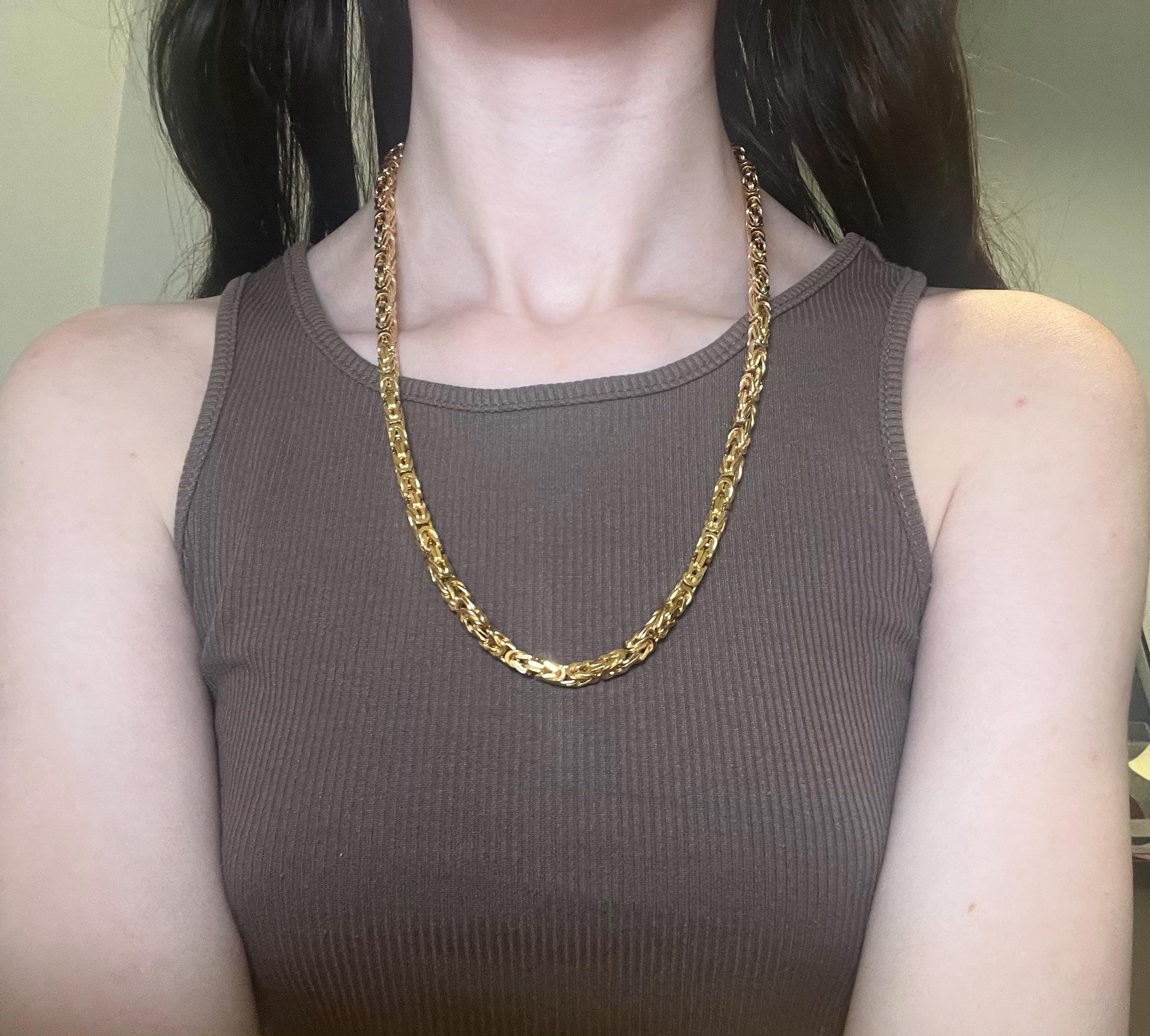 Vintage 14k Yellow Gold Italian Made Heavy Square Byzantine Link