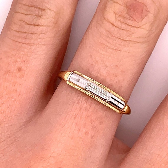 Vintage 1940's 14k 2-tone gold wedding band - image 10