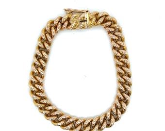 Vintage 15k Yellow Gold Hand Made English Cable Link Bracelet