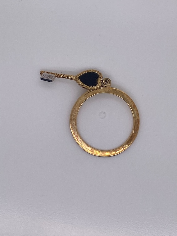 Vintage 14k yellow gold heart key with key ring ch