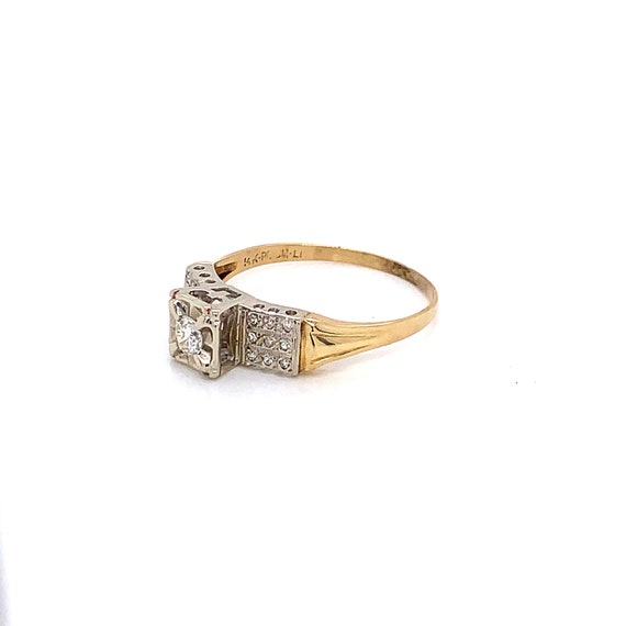 Vintage 1940s Transitional Cut Diamond Ring .15ct - image 4