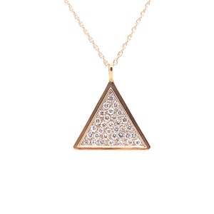 Vintage 14k yellow gold diamond triangle necklace pendant