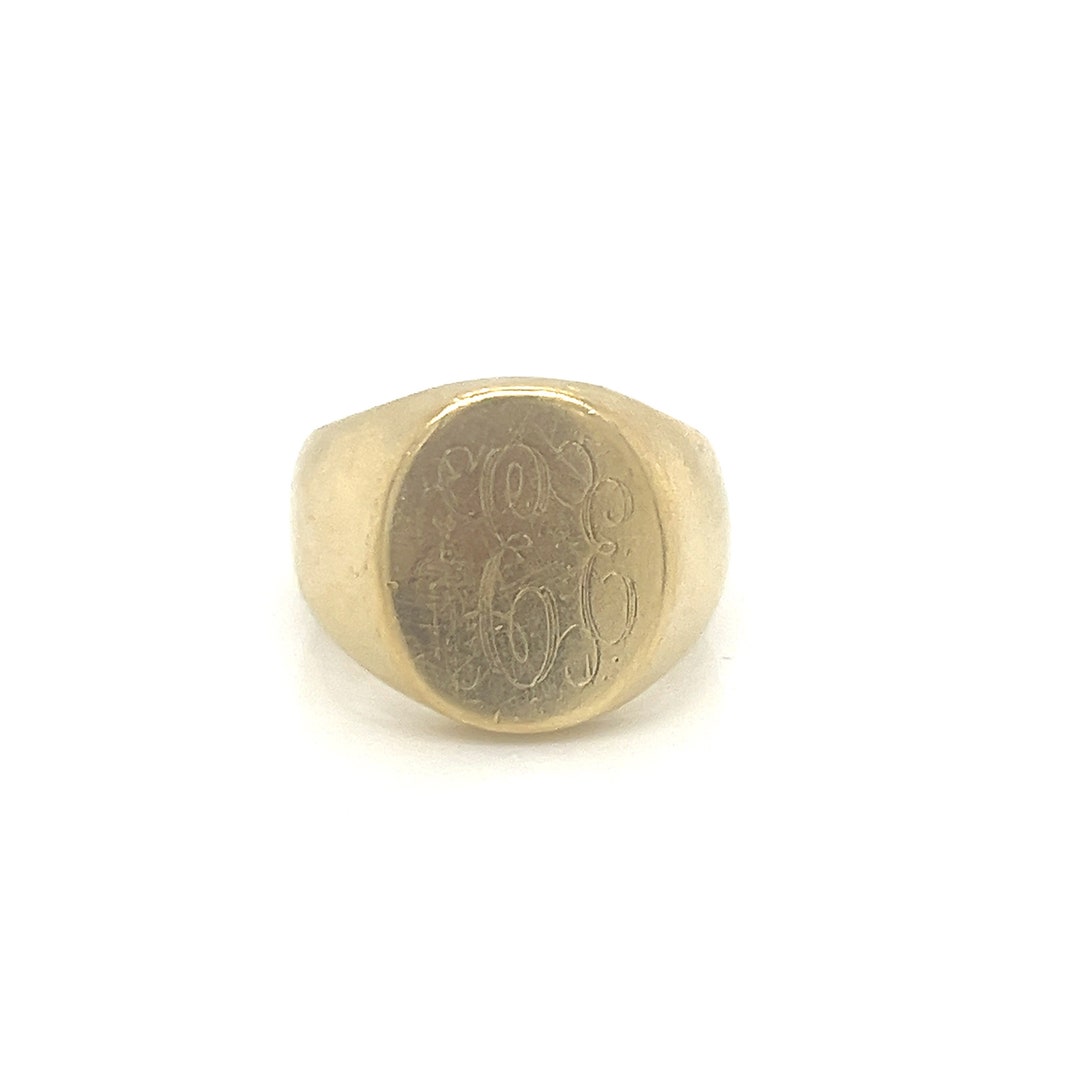 Vintage 18k Yellow Gold Signet Ring With Script Monogram EEE - Etsy