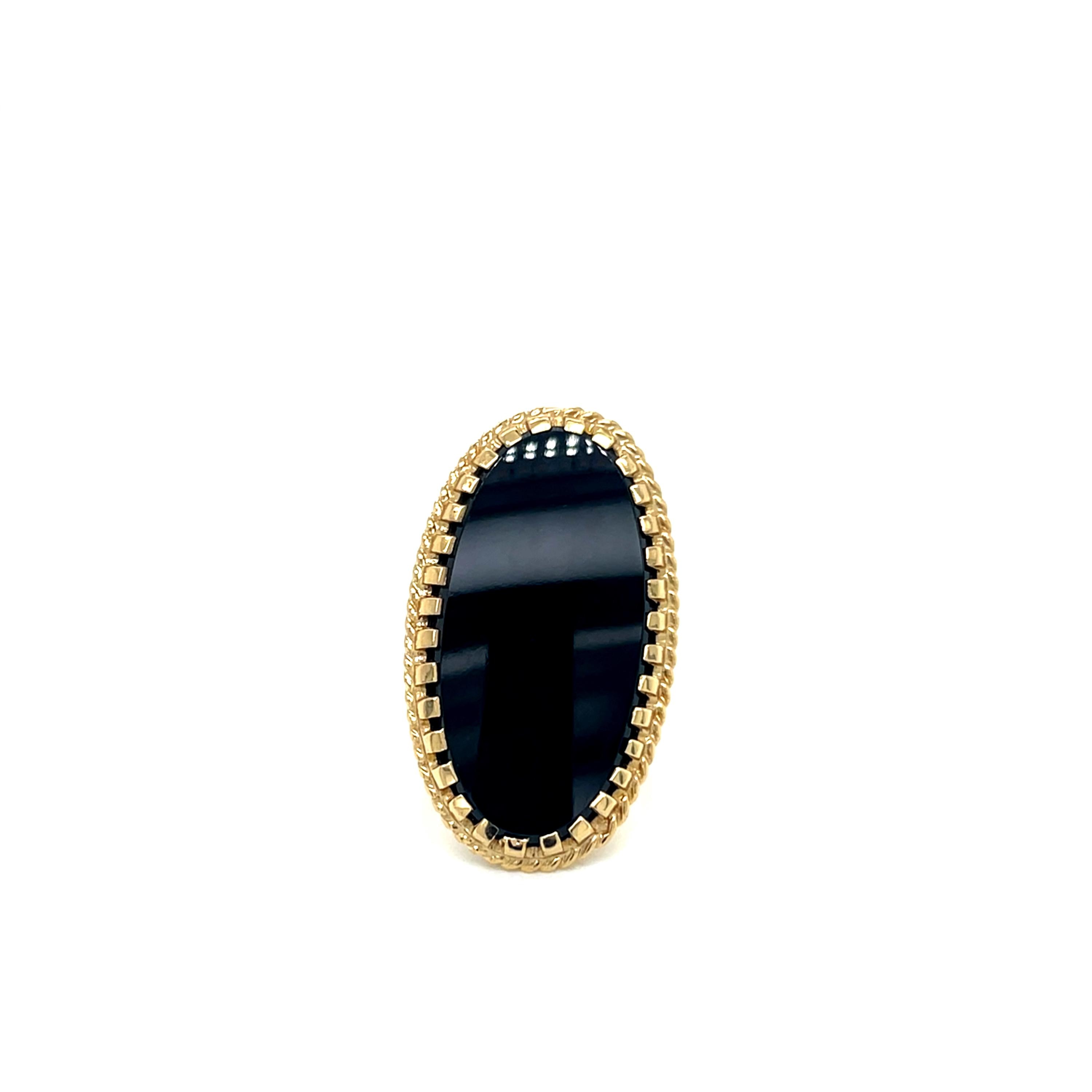 Vintage 1980's 14k Yellow Gold Large Oval Onyx Ring - Etsy