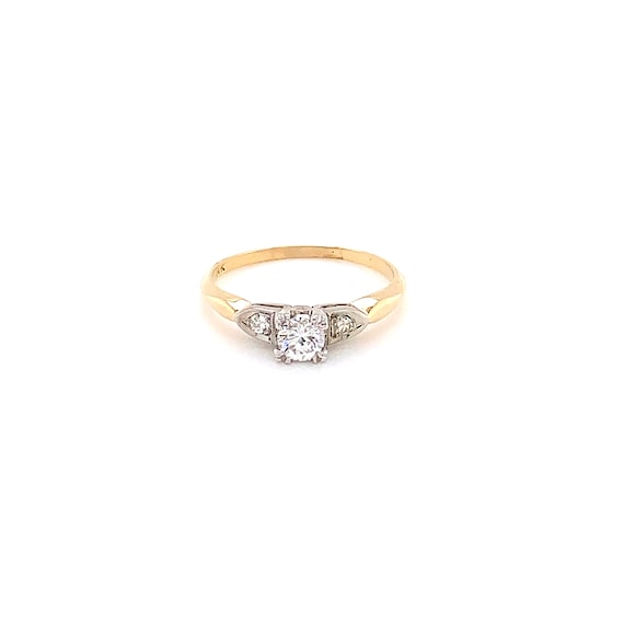 Vintage 1940's 14k 2-tone Gold Art Deco Diamond En