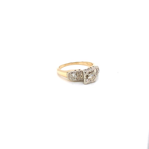 Vintage 1950s 3 Stone Diamond Engagement Ring .15… - image 3