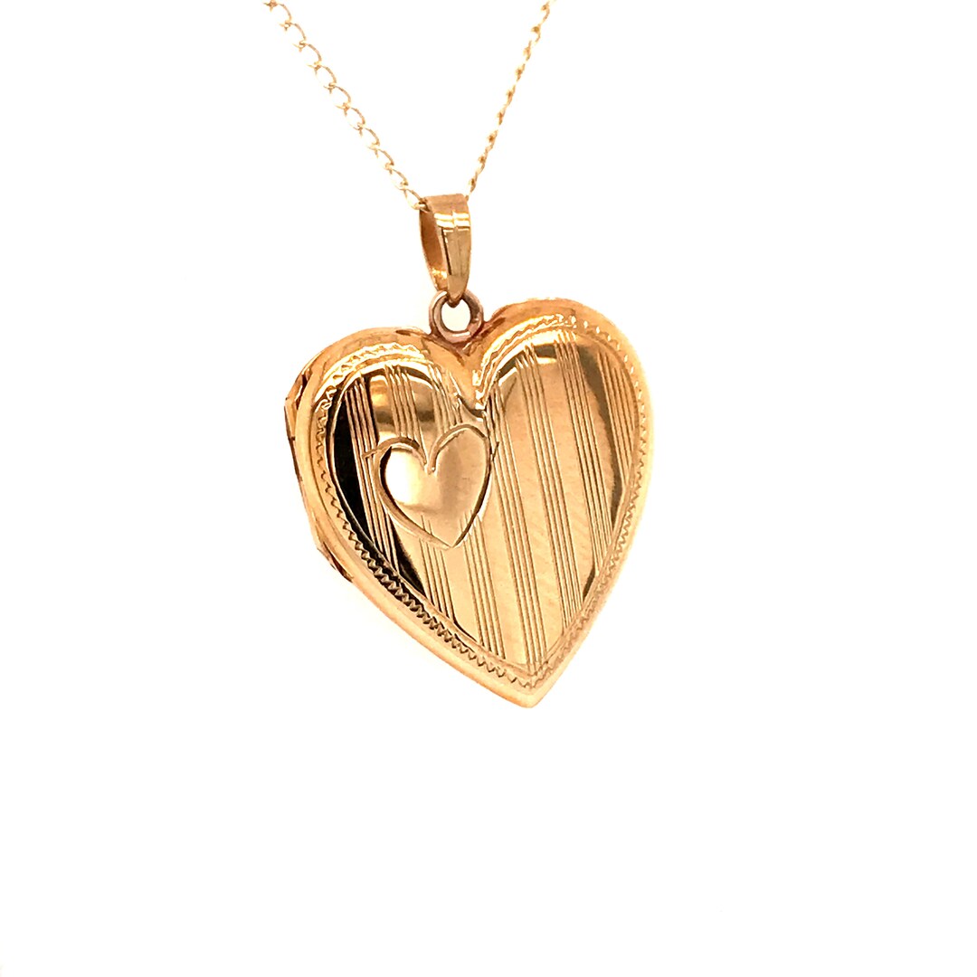 ヴィンテージ 1940 年代 10K イエロー ゴールド ハート ロケット