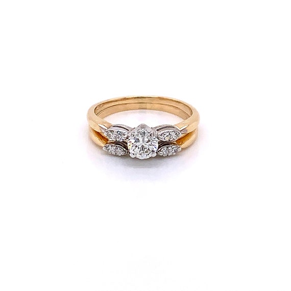 Vintage 1950's 14k 2 tone diamond engagement ring… - image 1