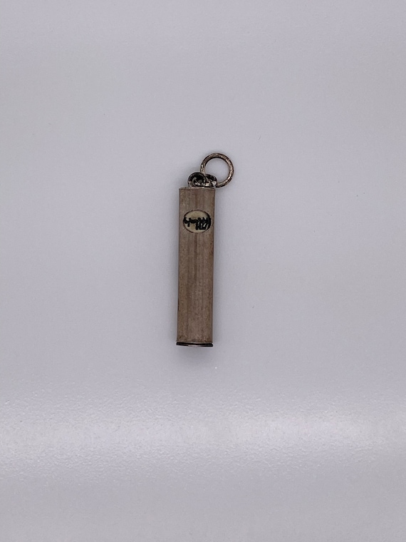 Vintage Silver Mezuzah Charm Pendant with Scroll