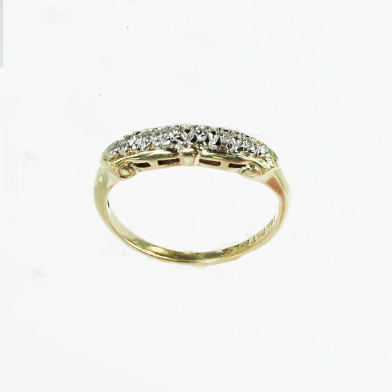 Vintage 1950's Yellow Gold Diamond Band .06ct - image 3