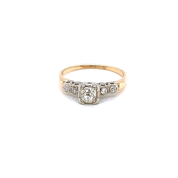 Vintage 1950s Old Mine Cut Diamond Engagement Rin… - image 1