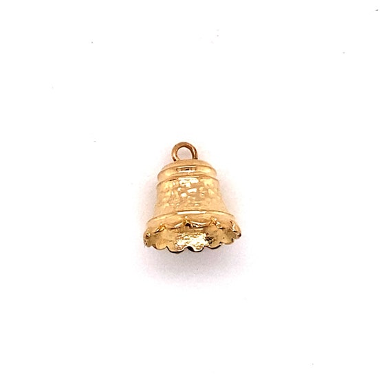 Vintage 14k yellow gold bell charm - image 1