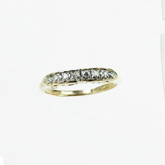 Vintage 1950's Yellow Gold Diamond Band .06ct - image 4