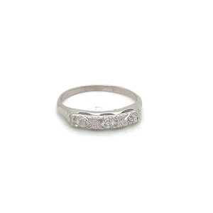 Vintage 1940&#39;s 14k white gold Art Deco Band with 3 Diamonds
