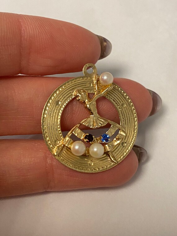 Vintage 14k yellow gold ballerina charm - image 2