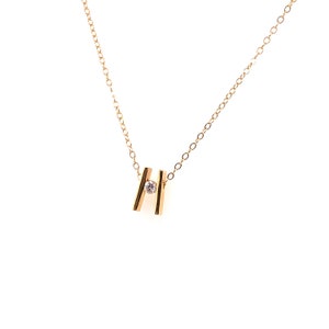 Vintage modern 14k yellow gold diamond and bar pendant
