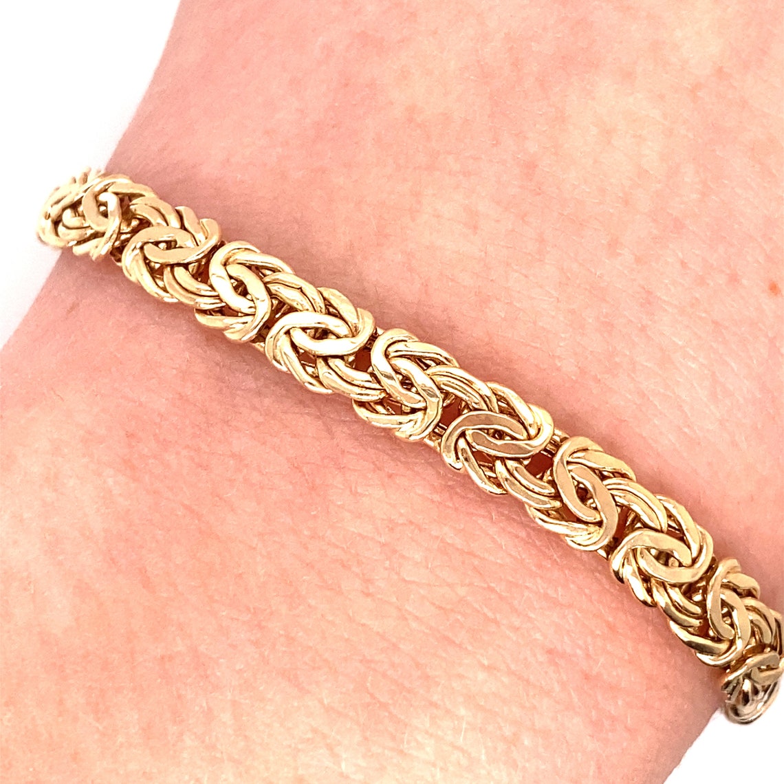 Vintage 14k Yellow Gold Byzantine Link Bracelet Etsy