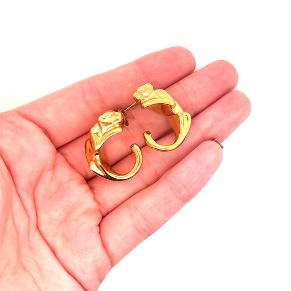 Orecchini A Cerchio Leopardo Oro – Pendenti Con Testa Di Leopardo E Strass – Gioielli Donna Per Festa E Prom - 2