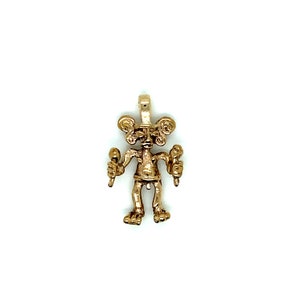 Vintage Ancient Mayan Man Charm (Not Gold) with 14k Yellow gold Bail