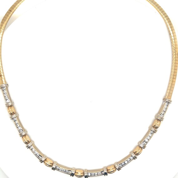 Vintage 14k Yellow Gold Diamond Omega Choker Neck… - image 4