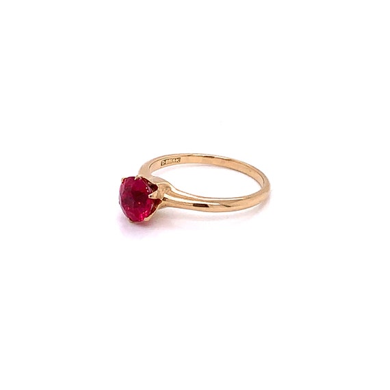 Vintage 1940's 10k yellow gold round ruby red sto… - image 4