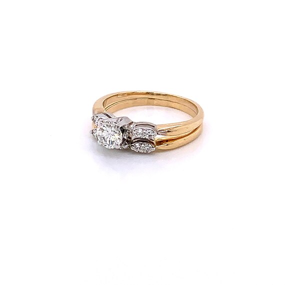 Vintage 1950's 14k 2 tone diamond engagement ring… - image 3