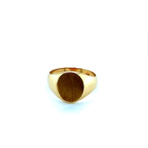 Vintage 14K Yellow Gold Satin Finish Oval Signet Ring
