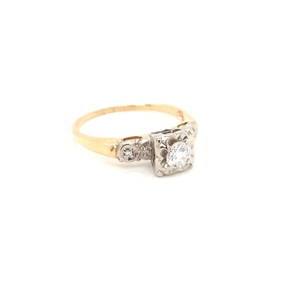 Vintage 1940's 14k two tone gold Art Deco diamond… - image 10