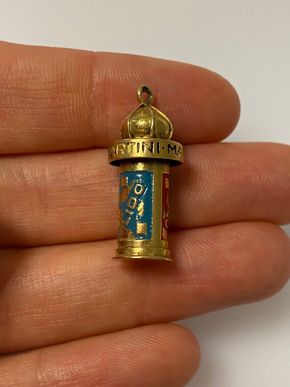 Vintage 14k yellow gold Martini logo billboard sign charm View 5