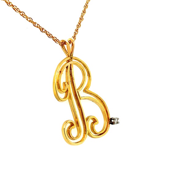 Vintage 14K Yellow Large Script Initial B Charm N… - image 3