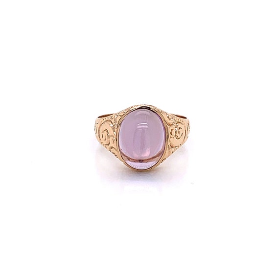 Vintage 1940's 10k yellow gold oval purple stone … - image 1