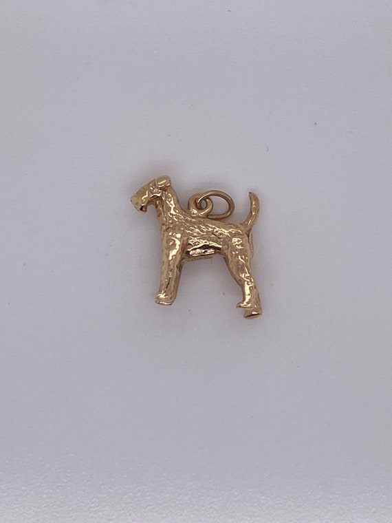 Vintage 14k yellow gold Airedale Terrier dog charm