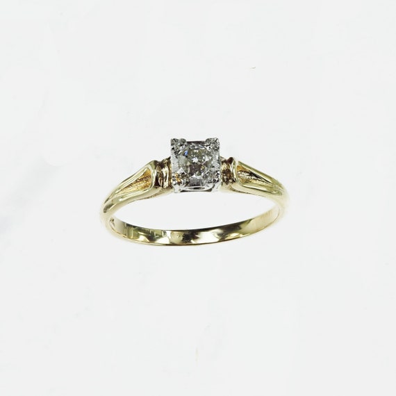 Vintage 1940's Yellow Gold Diamond Solitaire Enga… - image 5