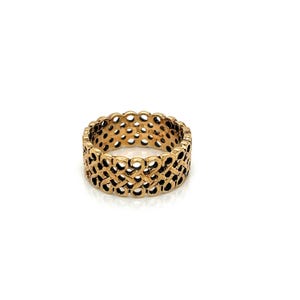 Vintage 14k Yellow Gold Wide Geometric Design Statement Band