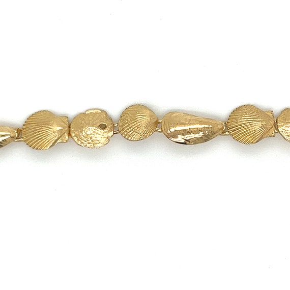 Vintage 14K Yellow Gold Mixed Seashell Bracelet - image 4