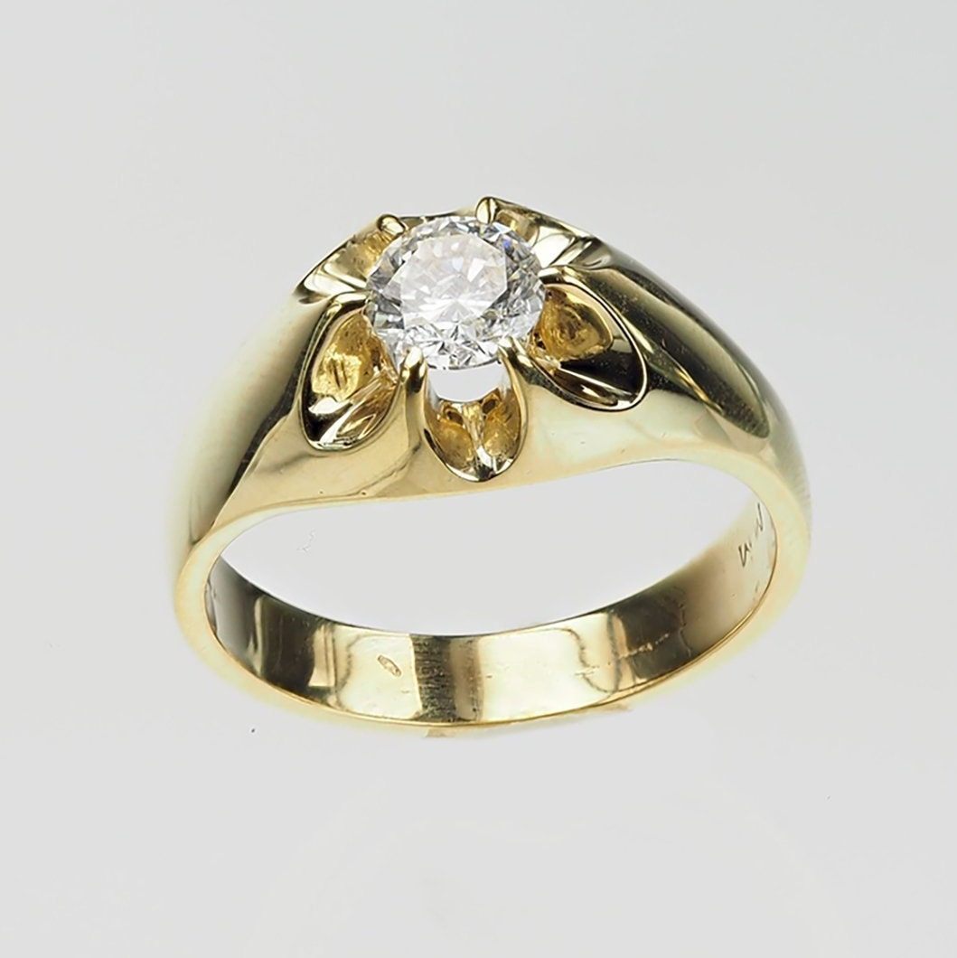 Vintage 1980s 14ky diamond belcher ring .73ct