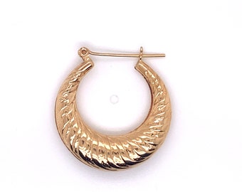 Vintage 14k yellow gold half pair croissant hoop earring