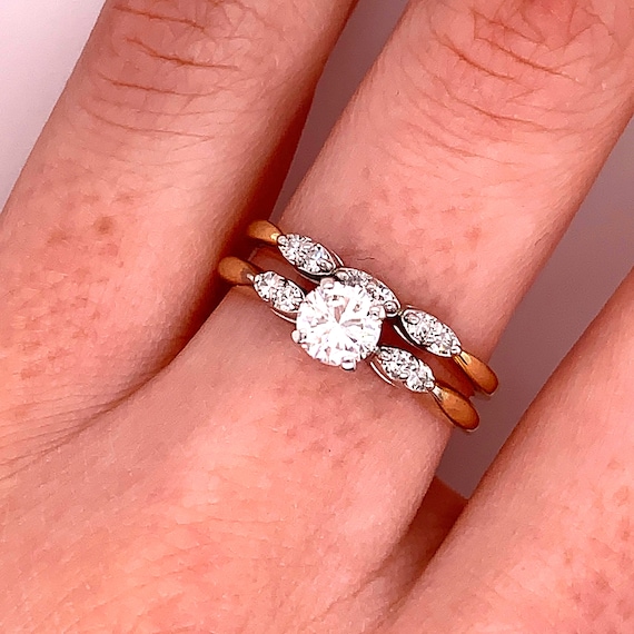 Vintage 1950's 14k 2 tone diamond engagement ring… - image 10