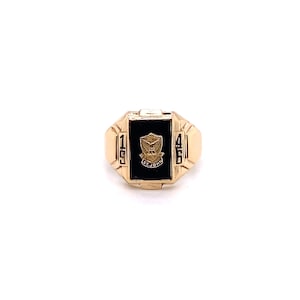 Vintage 1946 10k yellow gold onyx St. John High School class ring