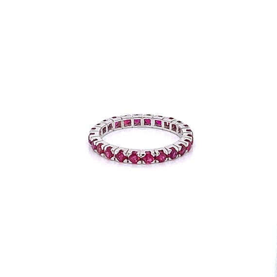 Vintage 1990's 18k white gold ruby eternity band … - image 2