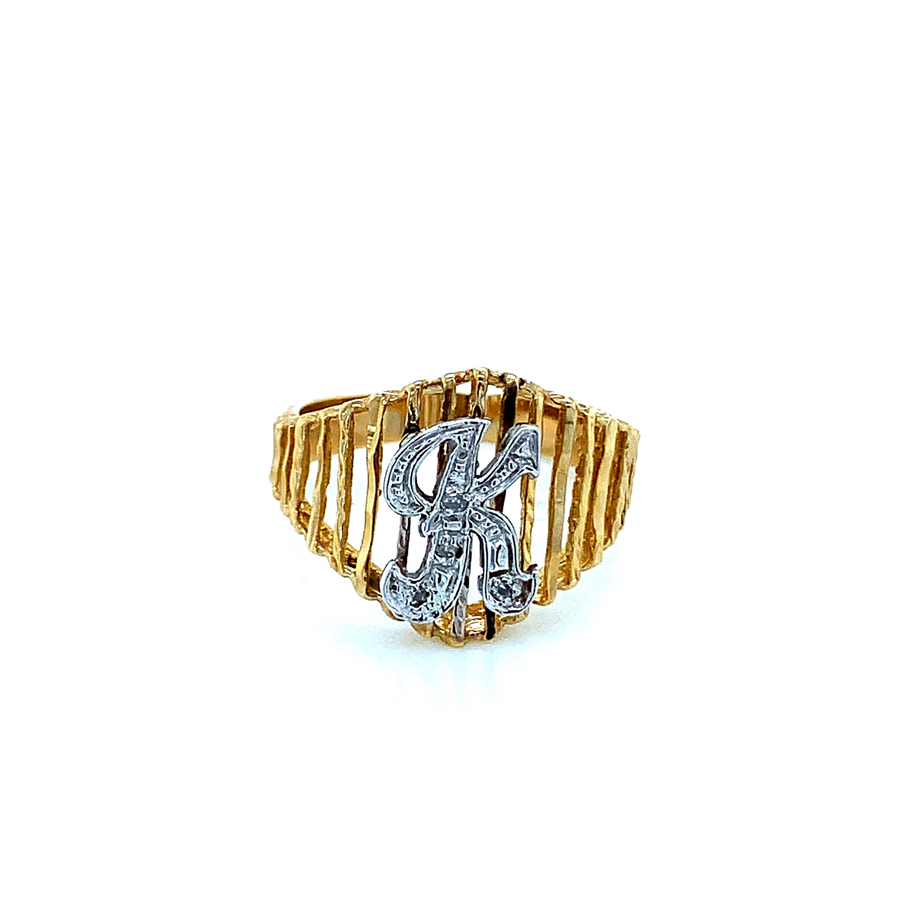 Vintage 14K Yellow Gold Diamond Initial K Signet Ring - Etsy