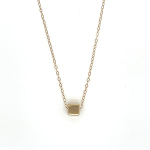 Vintage 14k Yellow Gold Square Cube Slide Pendant Necklace