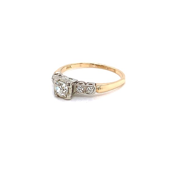 Vintage 1950s Old Mine Cut Diamond Engagement Rin… - image 3