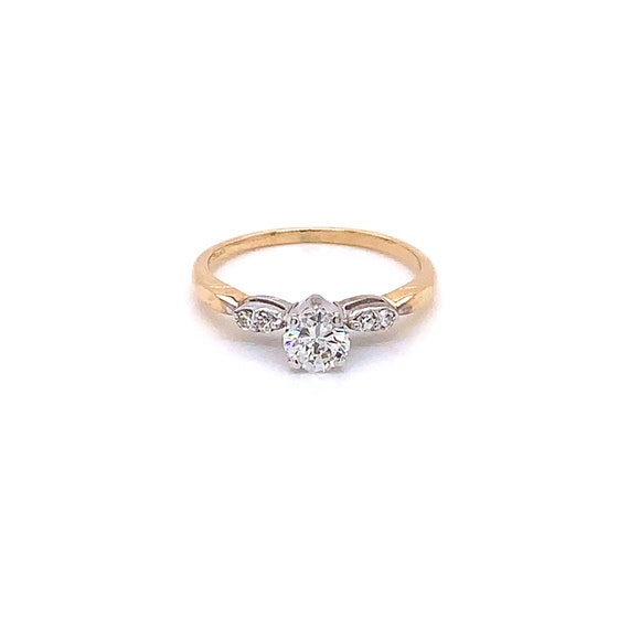 Vintage 1950's 14k 2 tone diamond engagement ring… - image 6