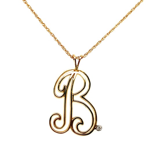 Vintage 14K Yellow Large Script Initial B Charm N… - image 2