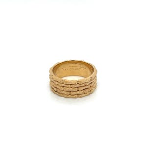 Vintage 14k Yellow Gold Wide Bamboo Textured Statement Band