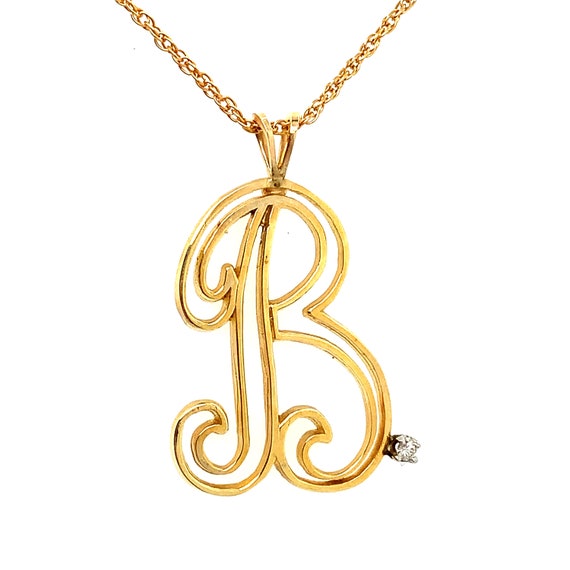 Vintage 14K Yellow Large Script Initial B Charm N… - image 1