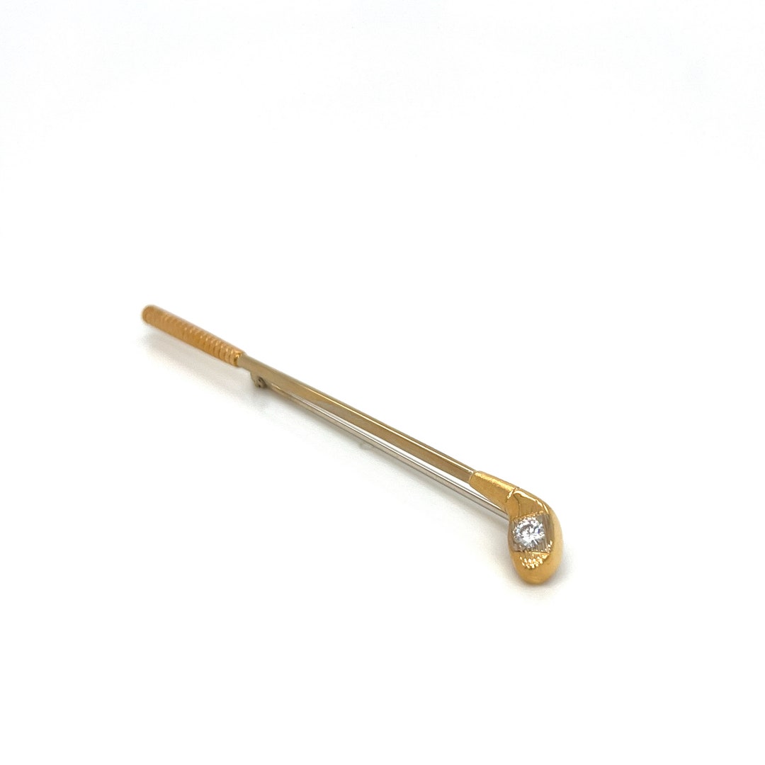 Gold Course Pin Vintage 14k Gold Golf Club Pin With Diamond - Etsy