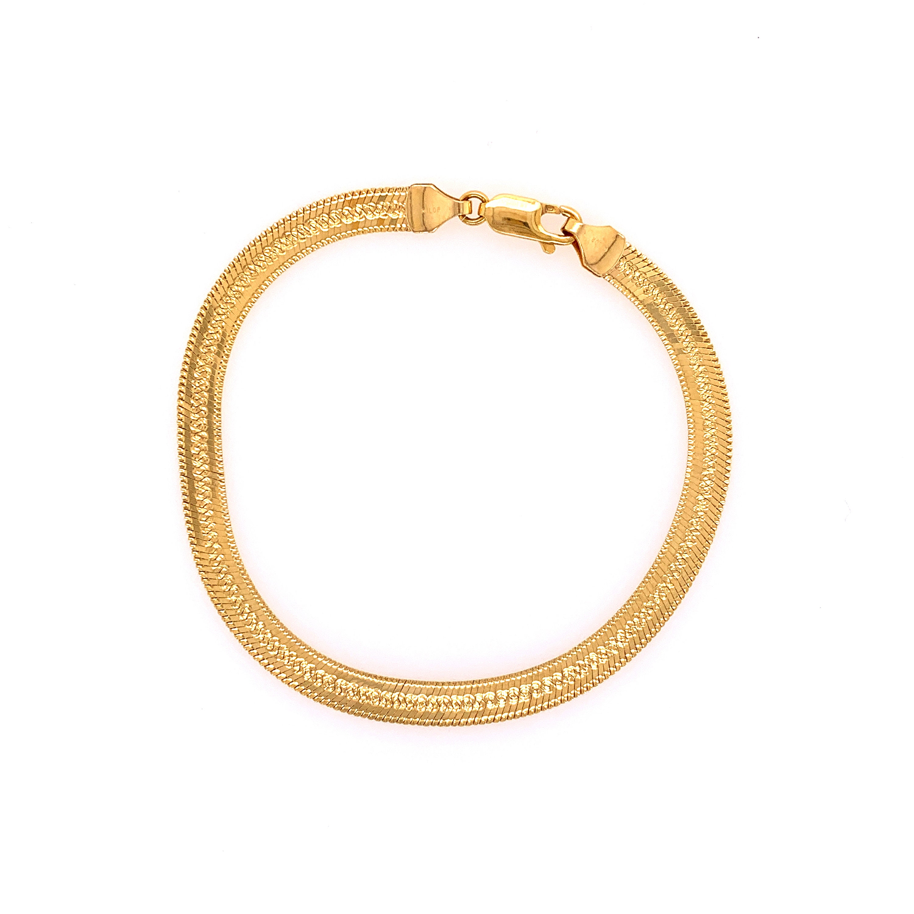 Bracciale vintage a spina di pesce in oro giallo 14k degli anni '90 con design reversibile - Italia